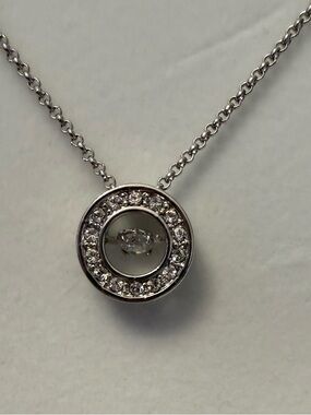 Silver Crystal Circle Pendant Necklace